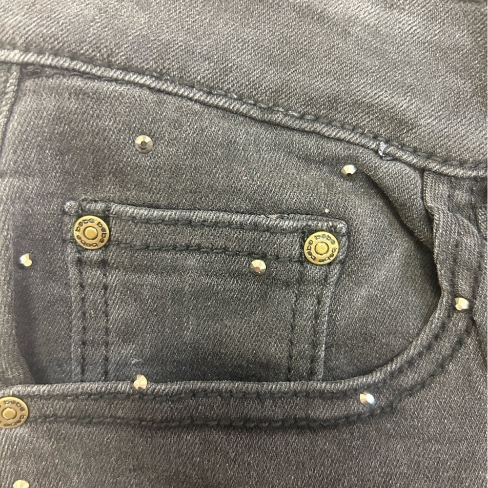 Bebe - NWT Straight Leg Denim with Rhinestons in Dark Grey - Picture 6 of 11
